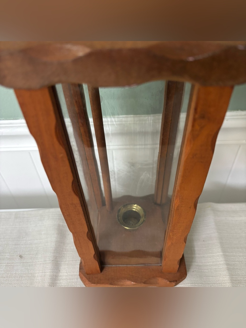 Vintage Wood Candle Lantern with Candle Lift Rustic Dark Brown - Picture 2 of 8